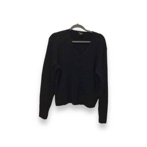 Taylor Marcs Women’s Classic V Neck Ribbed Sweater, Black, size XXL - Picture 6 of 8